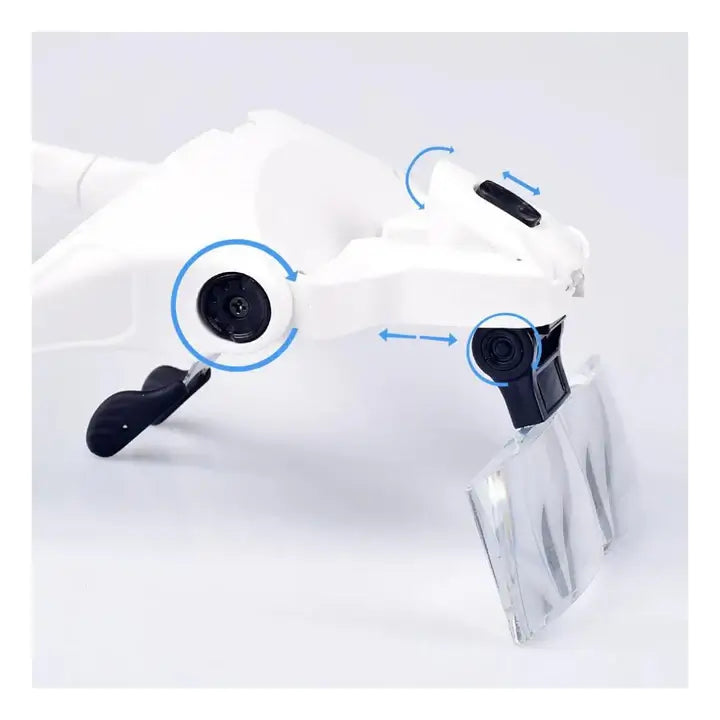 Gafas Lupa + Diadema + Luz Led + 5 Lentes Aumento + Correa