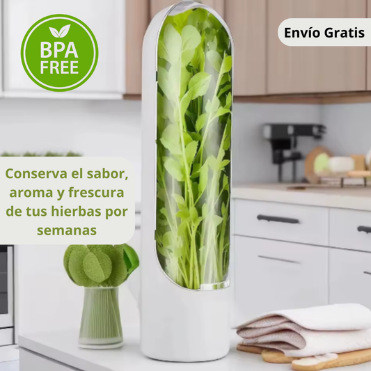 🌿 Conservador de Hierbas Frescas – Hasta 3 Veces Más Tiempo de Frescura
