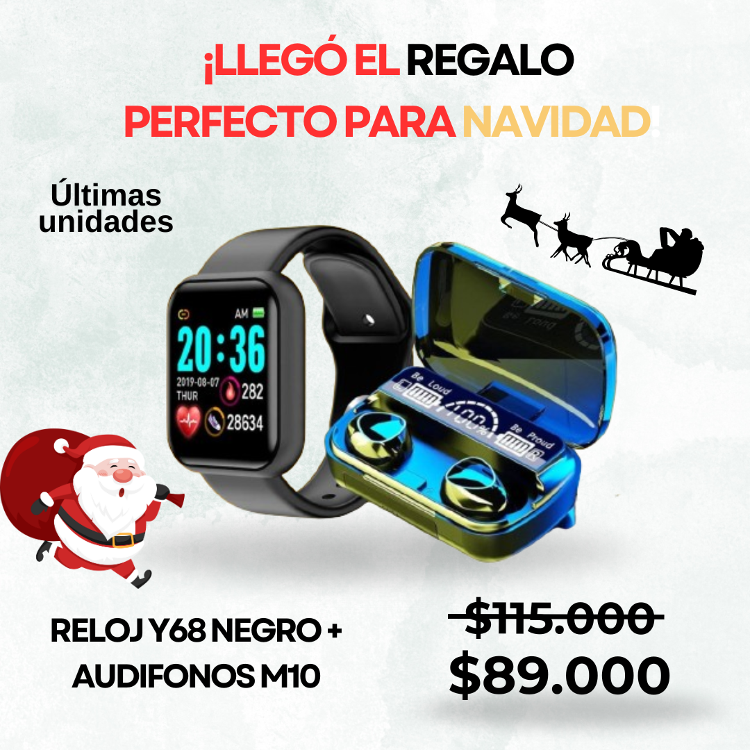 Combo Navidad: Reloj Y68 + Audífonos M10